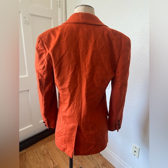 Vintage 1980s Mary Ann Restivo Persimmon Orange Wool and Cashmere Blazer  Sz 4 - Picture 3 of 12